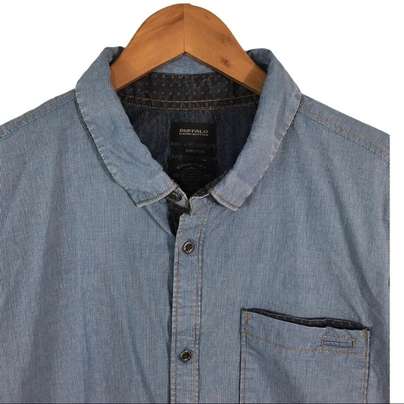BF310 Mens Buffalo David Bitton Stretch Button Down Shirt L - Picture 3 of 7
